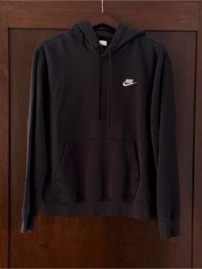 Nike Men’s Black Crewneck Hoodie with White Swoosh